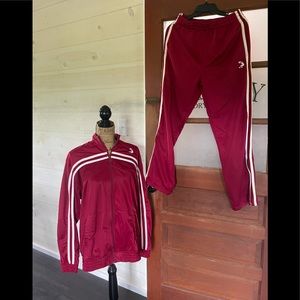 COPY - 2 pc set Burgundy with white/gold striped throwback basketball warmup sz…